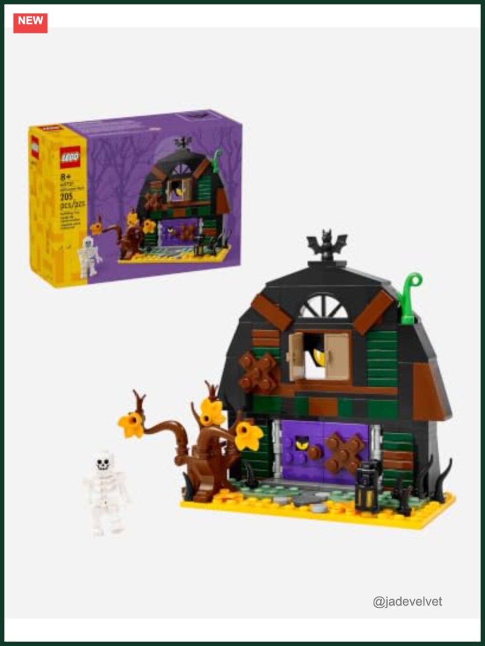 LEGO Halloween Barn Building Toy 205 Piece Set Skeleton Minifigure
